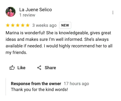 marina dietitian google review 4