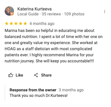 marina dietitian google review 8