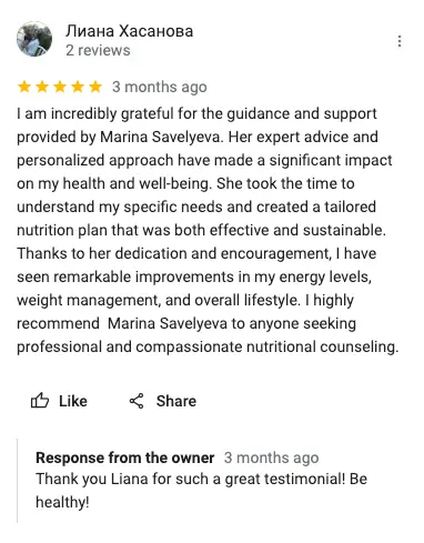 marina dietitian google review 9